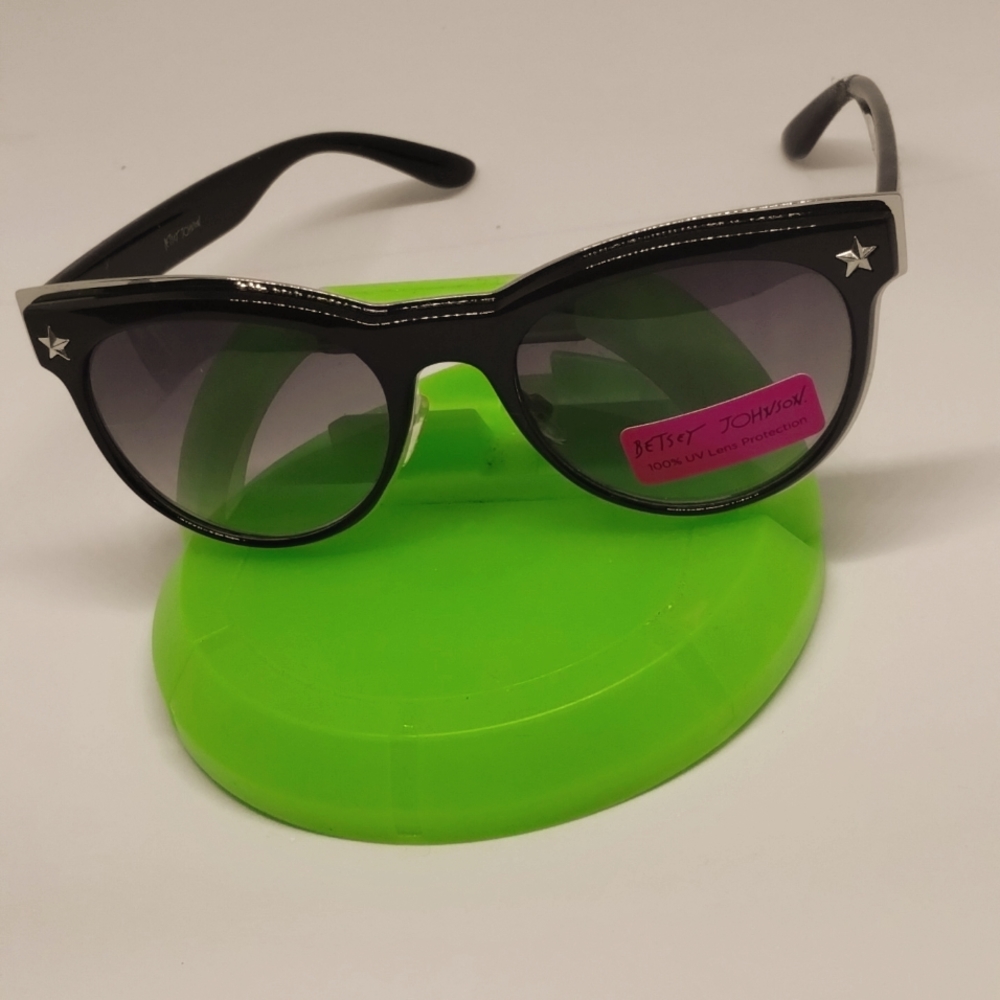 Betsey Johnson Black and Metallic Silver Sunglasses